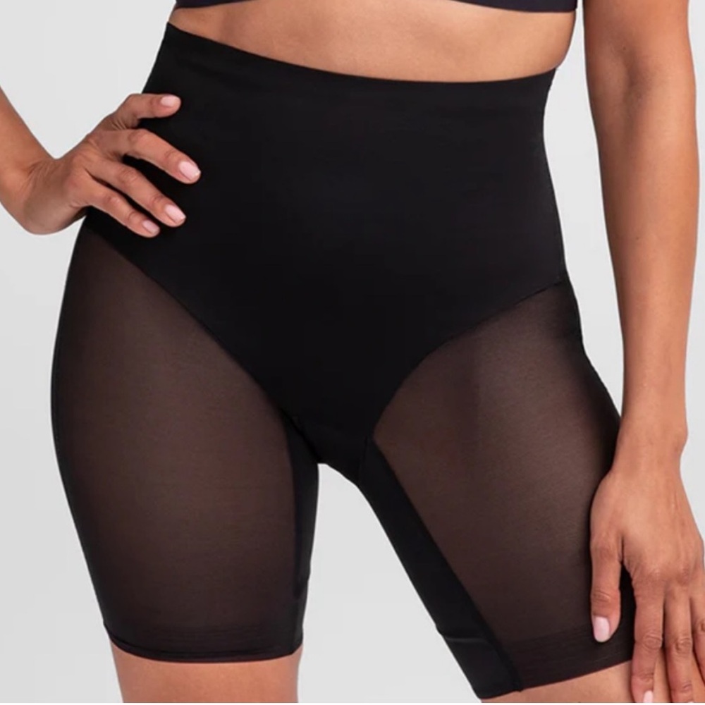 Honeylove Mid Waist Short Shapewear Vamp Black Crotchless 2X